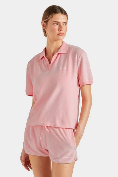 Hunza G Terry Towelling Polo Pink