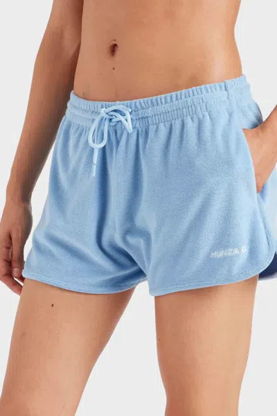 Hunza G Terry Towelling Shorts Cornflower In Blue