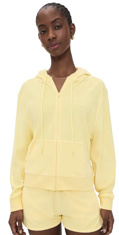 Hunza G Terry Zip Up Butter In Yellow