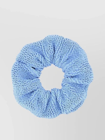 Hunza G Textured Ruffled Fabric Scrunchie In Blue