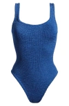 Hunza G Blue Square Neck One-piece Swimsuit In Denim