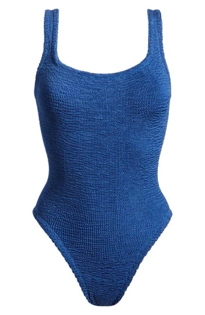 Hunza G Blue Square Neck One-piece Swimsuit