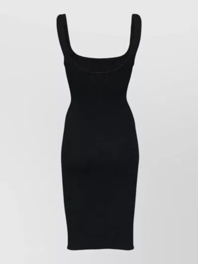 Hunza G Textured Stretch Midi Sleeveless Dress In Black