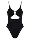 Hunza G Crystal Swimsuit With Fabric Covered Hoops In Black In Black