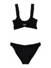 Hunza G 'juneo' Textured Fabric Bikini Set In Black