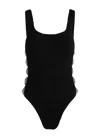 Hunza G Sculpting Support Swimsuit With Crossed Cut-out Panels In Black