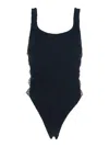 Hunza G Sculpting Support Swimsuit With Crossed Cut-out Panels In Blue