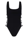 Hunza G Sculpting Support Swimsuit With Crossed Cut-out Panels In Black