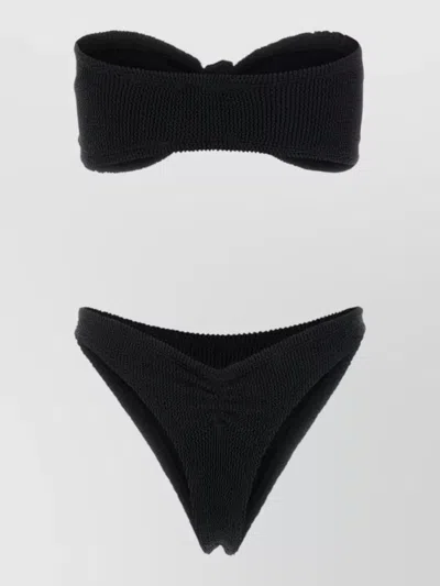 Hunza G Tina Bandeau Bikini High Cut Leg In Black