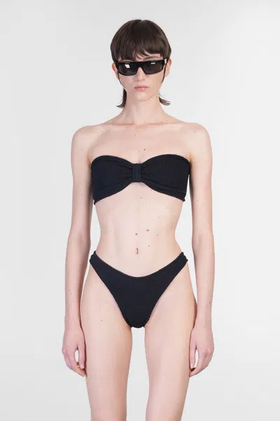 HUNZA G TINA BIKINI BEACHWEAR IN BLACK POLYAMIDE