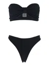 Hunza G Tina Black Sleeveless Bikini With Rear Ruched Details In Tech Fabric Woman In Black