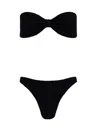 Hunza G Tina Bikini Textured Bandeau Top In Black