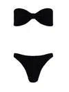 Hunza G Tina Bikini Textured Bandeau Top In Black