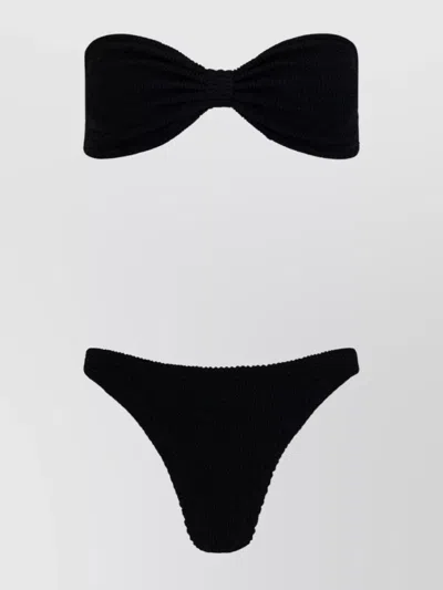 Hunza G Tina Bikini Textured Bandeau Top In Black