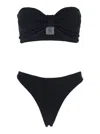 Hunza G Tina Black Sleeveless Bikini With Rear Ruched Details In Tech Fabric Woman