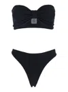 Hunza G Tina Black Sleeveless Bikini With Rear Ruched Details In Tech Fabric Woman In Black