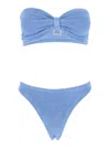 Hunza G 'tina' Blue Sleeveless Bikini With Rear Ruched Details