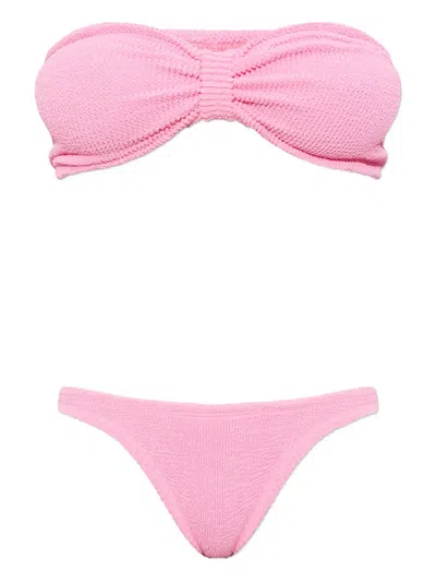 Hunza G Tina Crinkle Bikini In Pink