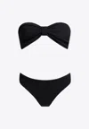 Hunza G Tina Crinkle Strapless Bikini In Black