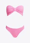 Hunza G Tina Crinkle Strapless Bikini In Pink