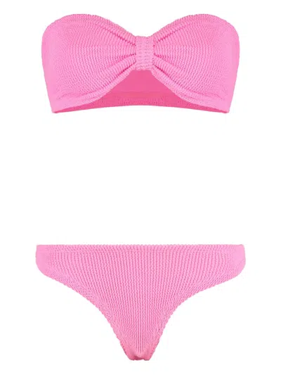 Hunza G 'tina' Pink Sleeveless Bikini With Rear Ruched Details