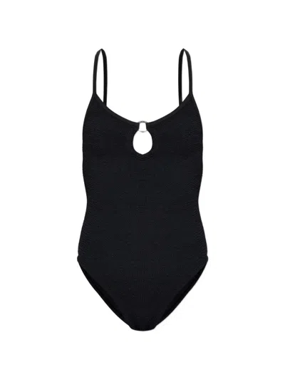 Hunza G Toni Crinkle-effect Swimsuit In Black