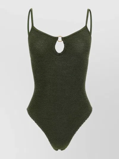 Hunza G Toni Swimsuit Keyhole Ring Spaghetti Straps In Green