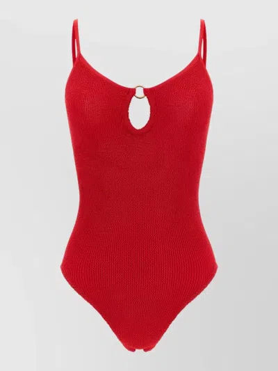 Hunza G Toni Swimsuit One Piece Textured Design In Red