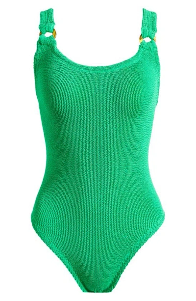 Hunza G Tortoise Strap Detail One-piece Swimsuit In Emerald