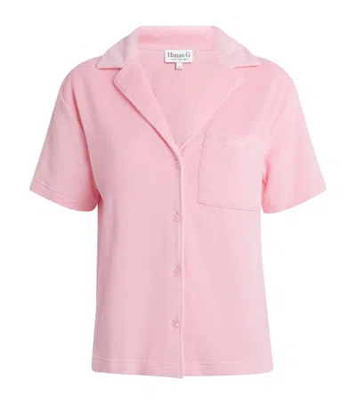 Hunza G Towelling Resort Shirt In Pink