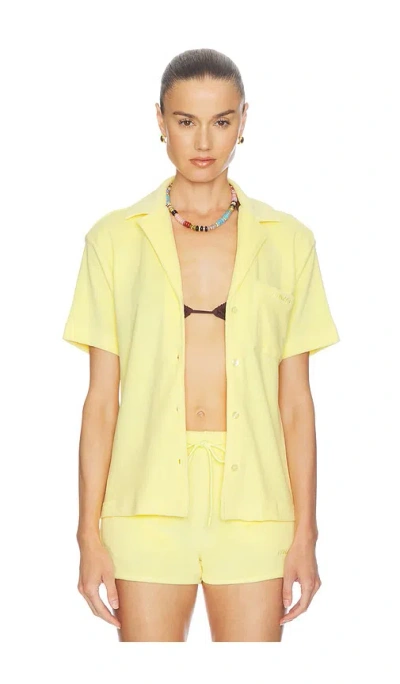 Hunza G Womens Butter Cuban Short-sleeve Terry Toweling Shirt In Yellow