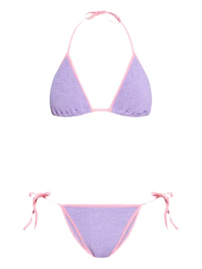 Hunza G Triangle-cup Bikini Set In Purple