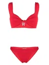 Hunza G Jean Crinkle Twist Two-piece Swimsuit In Red