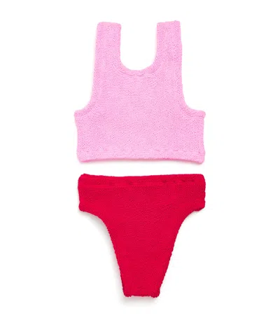 Hunza G Kids' Two-tone Lyra Bikini In Pink