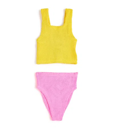 Hunza G Kids' Two-tone Lyra Bikini In Yellow