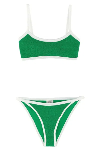 Hunza G Tyler Bikini Textured Fabric Adjustable Straps In Green