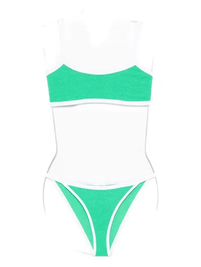 Hunza G Tyler Contrast-trim Bikini In Green