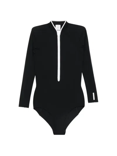 Hunza G Tyra Long-sleeve Swimsuit In Black