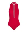 Hunza G Upf 50+ Half-zip Katya Swimsuit In Red