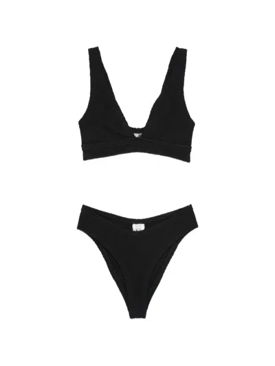 Hunza G V-neck Wide Straps Beachwear In Black