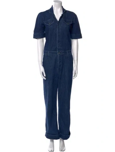 Pre-owned Hunza G V-neck Jumpsuit In Blue