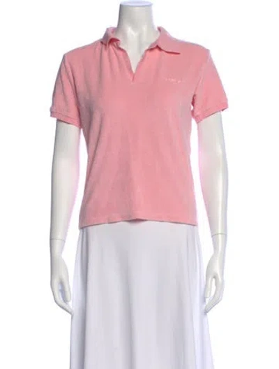 Pre-owned Hunza G V-neck Short Sleeve Polo In Pink