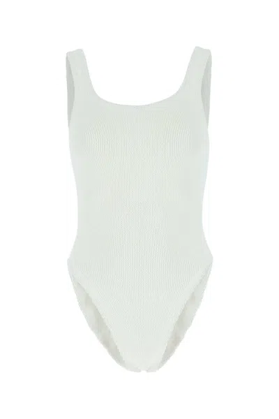 Hunza G White Stretch Nylon Swimsuit