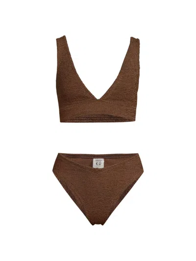 Hunza G Women's Angel Textured Knit Bikini In Brown