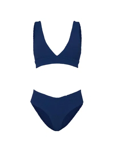 Hunza G Women's Angel Textured Knit Bikini In Blue