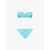 Hunza G Womens Aqua Jean Striped Bikini Set In Aqua