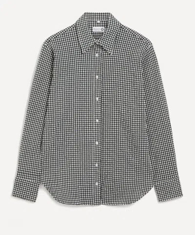Hunza G Women's Black Gingham Seersucker Shirt