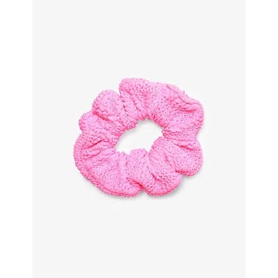 Hunza G Womens Bubblegum Ruched Stretch-woven Scrunchie