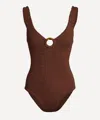 Hunza G Women's Celine Swimsuit With Tonal Hoops In Brown