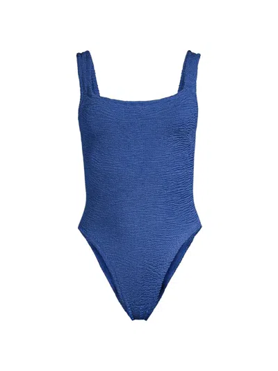 Hunza G Women's Crinkle One-piece Swimsuit In Blue